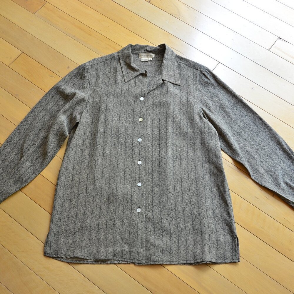 Patrick Christopher Silk Satin Blouse Button Up Size 10